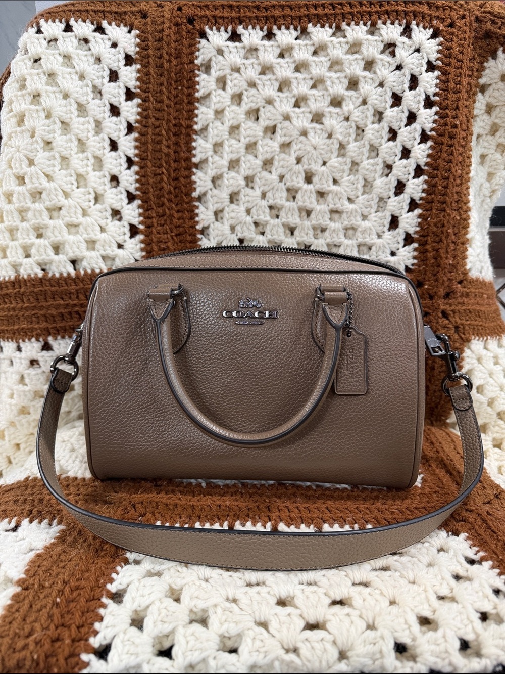 Coach Brown Pebbled Leather Satchel with Removable Strap